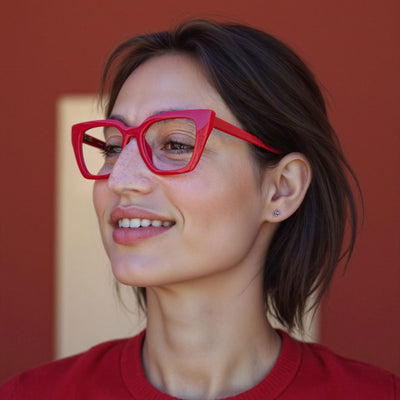 DiAcro Cherry Glasses in a Woman